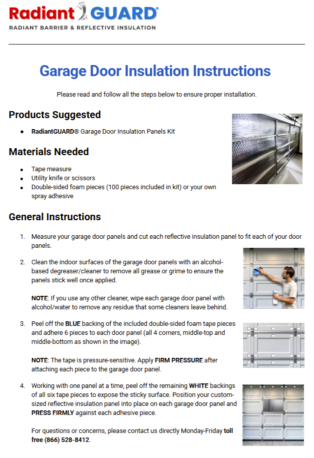 Garage Door Insulation Panels Kit